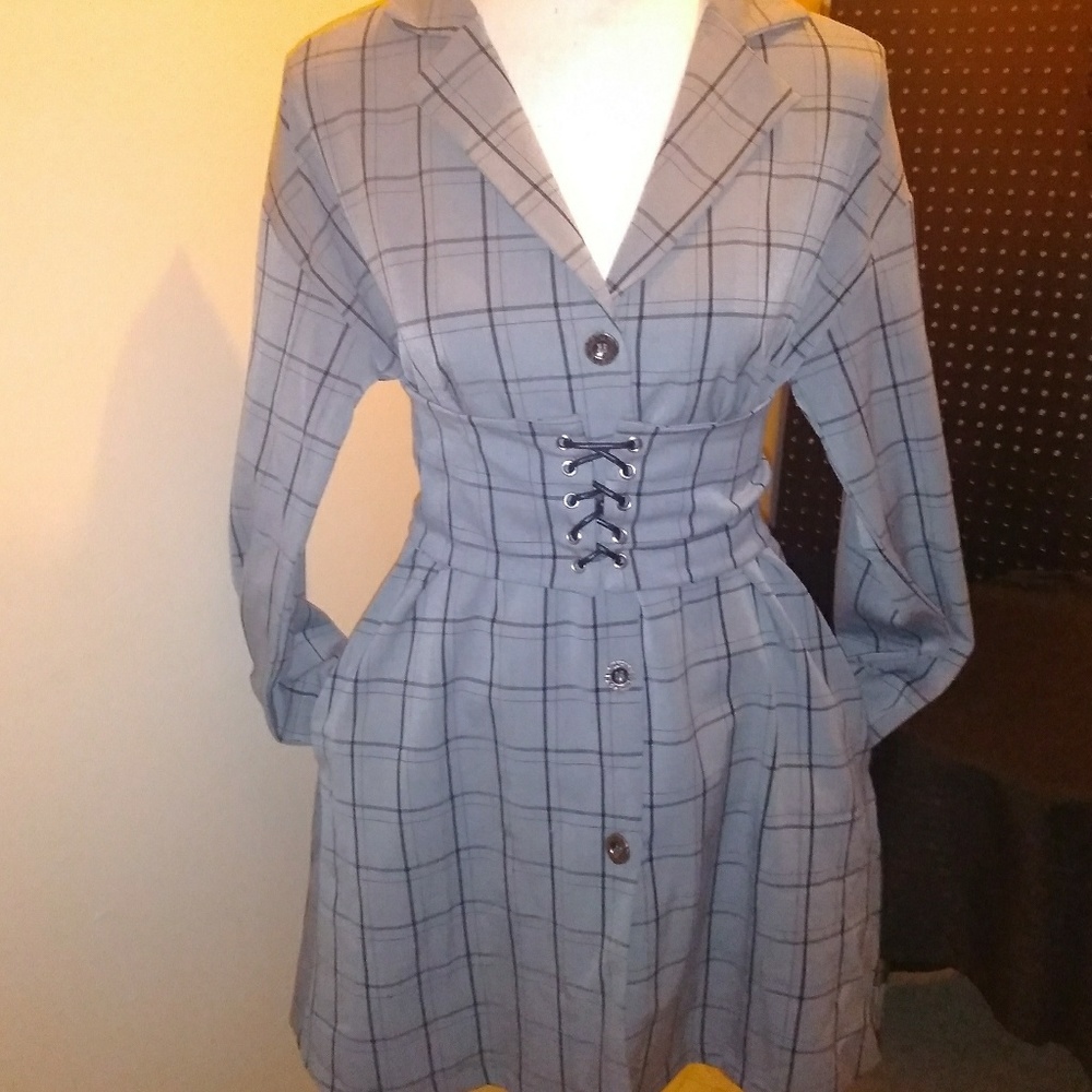 Fashion Nova Plaid Jacket Dress